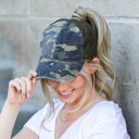  Distressed Adjustable Messy Bun Caps Hat