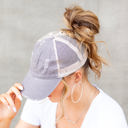  Distressed Adjustable Messy Bun Caps Hat