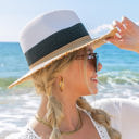  Fray Edge Color Block Panama Hat