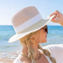  Fray Edge Color Block Panama Hat