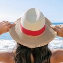  Fray Edge Color Block Panama Hat