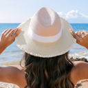  Fray Edge Color Block Panama Hat
