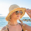  Fray Edge Straw Bucket Hat