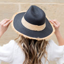Black Fray Edge Rattan Panama Hat