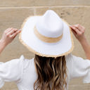White Fray Edge Rattan Panama Hat
