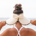 Cream Leopard Trim Foldable Bow Visors