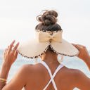 Straw Leopard Trim Foldable Bow Visors