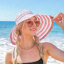  Stripe Bow Accent Sunhat