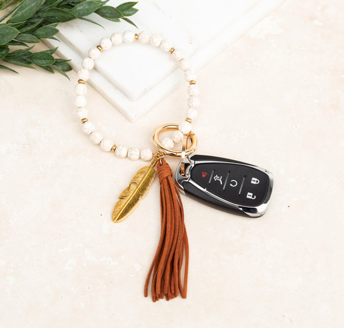 Boho Stone Key Ring Bracelet