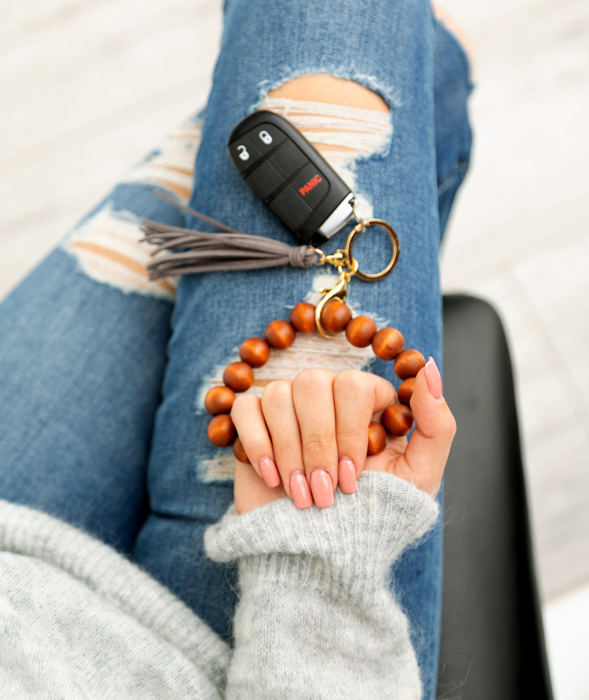 Wooden Key Ring Bracelet