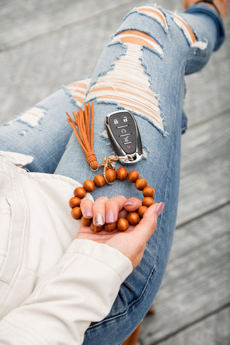 Wooden Key Ring Bracelet
