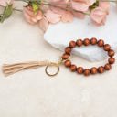 Beige Wooden Key Ring Bracelet