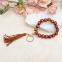 Cognac Wooden Key Ring Bracelet