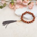 Gray Wooden Key Ring Bracelet