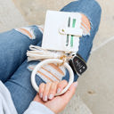 Cream Key Ring ID Wallet Bracelet