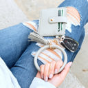 Gray Key Ring ID Wallet Bracelet