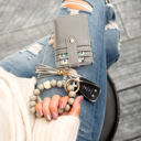  Leopard Beaded Key Ring Wallet Bracelet