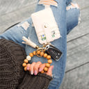  Leopard Beaded Key Ring Wallet Bracelet