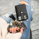 Black/black Leopard Beaded Key Ring Wallet Bracelet