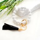 White Marble Silicone Key Ring Bracelet