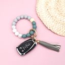 Dusty Teal Gray Silicone Color Block Key Ring Bracelet