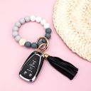 Gray Black Silicone Color Block Key Ring Bracelet