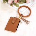 Cognac Key Ring ID Wallet Zip Bracelet