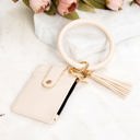 Cream Key Ring ID Wallet Zip Bracelet