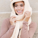 Almond Teddy Bear Hooded Scarf