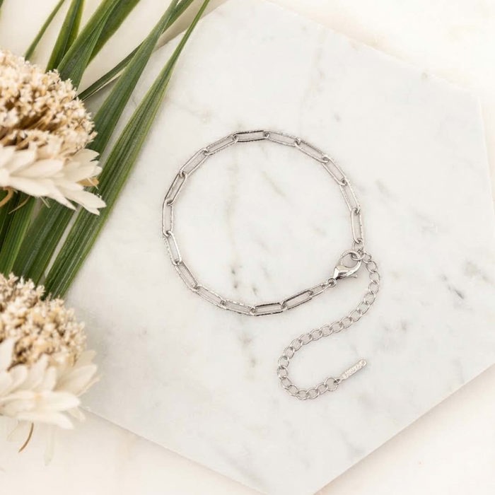 18K STAINLESS STEEL PAPERCLIP BRACELET