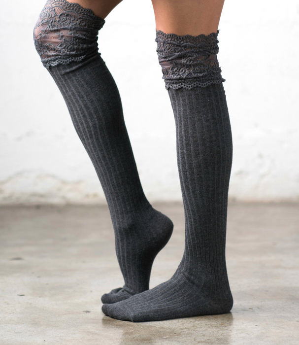 Lace Topped Over The Knee Socks