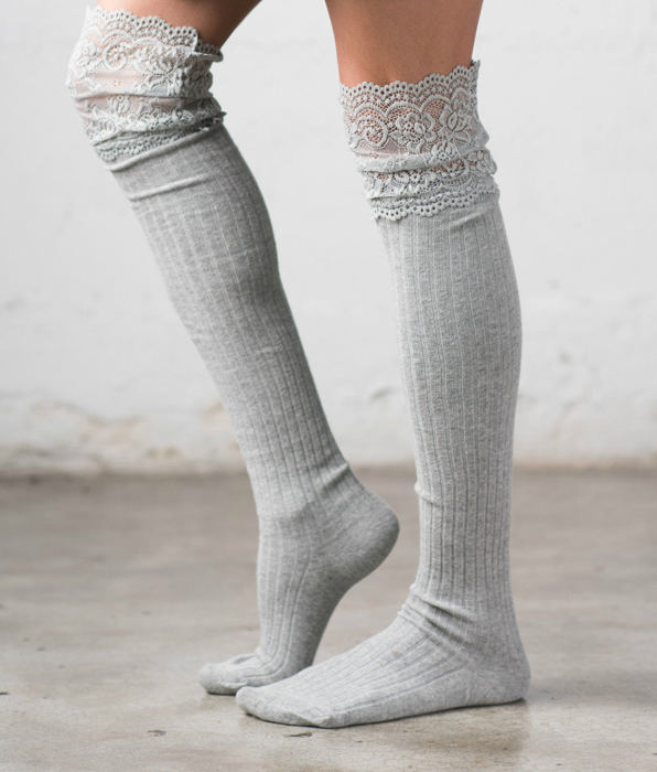 Lace Topped Over The Knee Socks