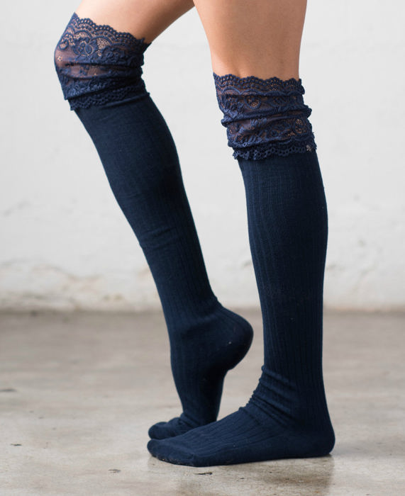 Lace Topped Over The Knee Socks