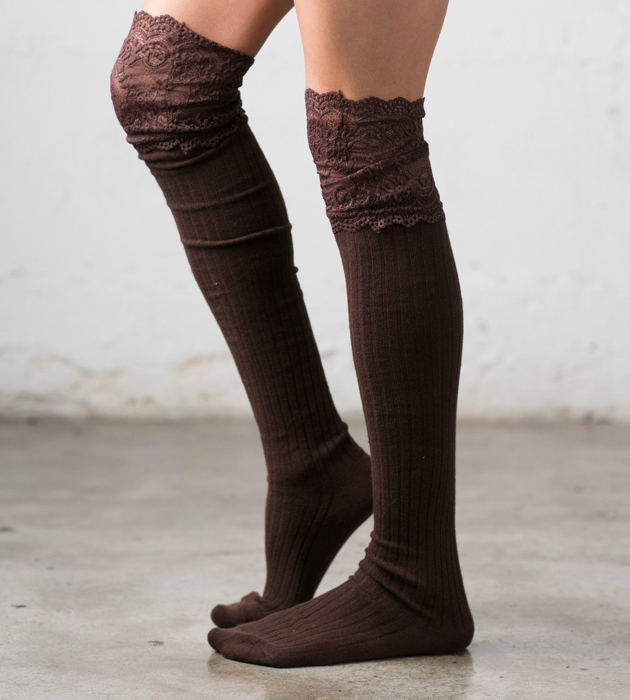 Lace Topped Over The Knee Socks