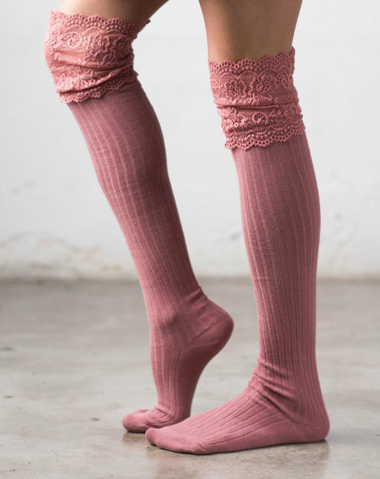 Lace Topped Over The Knee Socks