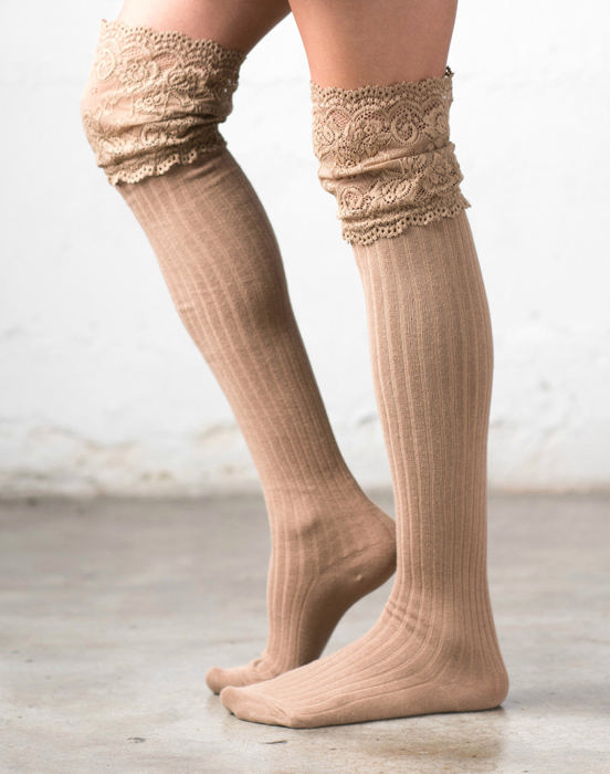 Lace Topped Over The Knee Socks
