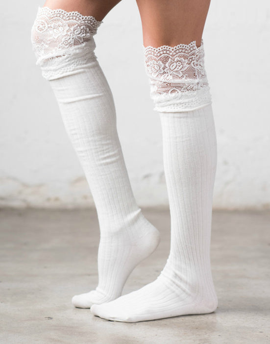 Lace Topped Over The Knee Socks