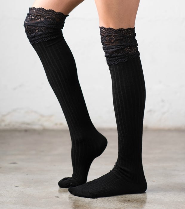 Lace Topped Over The Knee Socks