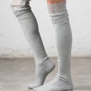 Gray Lace Topped Over The Knee Socks