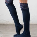 Navy Lace Topped Over The Knee Socks