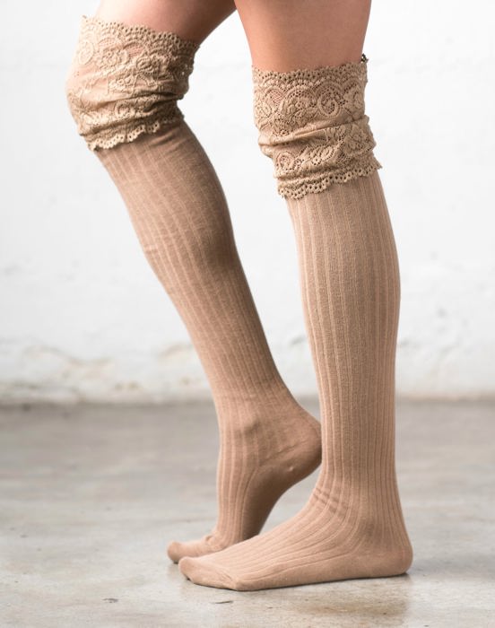 Lace Topped Over The Knee Socks