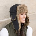 Black Alpine Aviator Trapper Hat