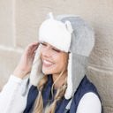 Gray Kitten Ear Trapper Hat