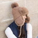  Ribbed Pom Trapper Hat
