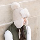  Ribbed Pom Trapper Hat