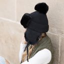  Ribbed Pom Trapper Hat