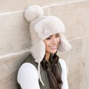  Ribbed Pom Trapper Hat