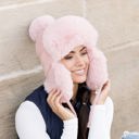 Blush Ribbed Pom Trapper Hat