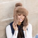 Taupe Ribbed Pom Trapper Hat