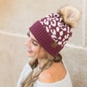  C.C� Natural Leopard Pom Beanie Hat